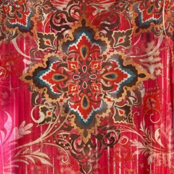 Style & Co Bright Cheery Multi Color Short Sleeve Bling Front Round Neck Sz M - Picture 6 of 6